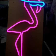 Большой акриловый лист под заказ светодиодный неоновый знак светильник розовый Фламинго с синими очками бар клуб паб Реклама Декор повесить дома подарочные наборы