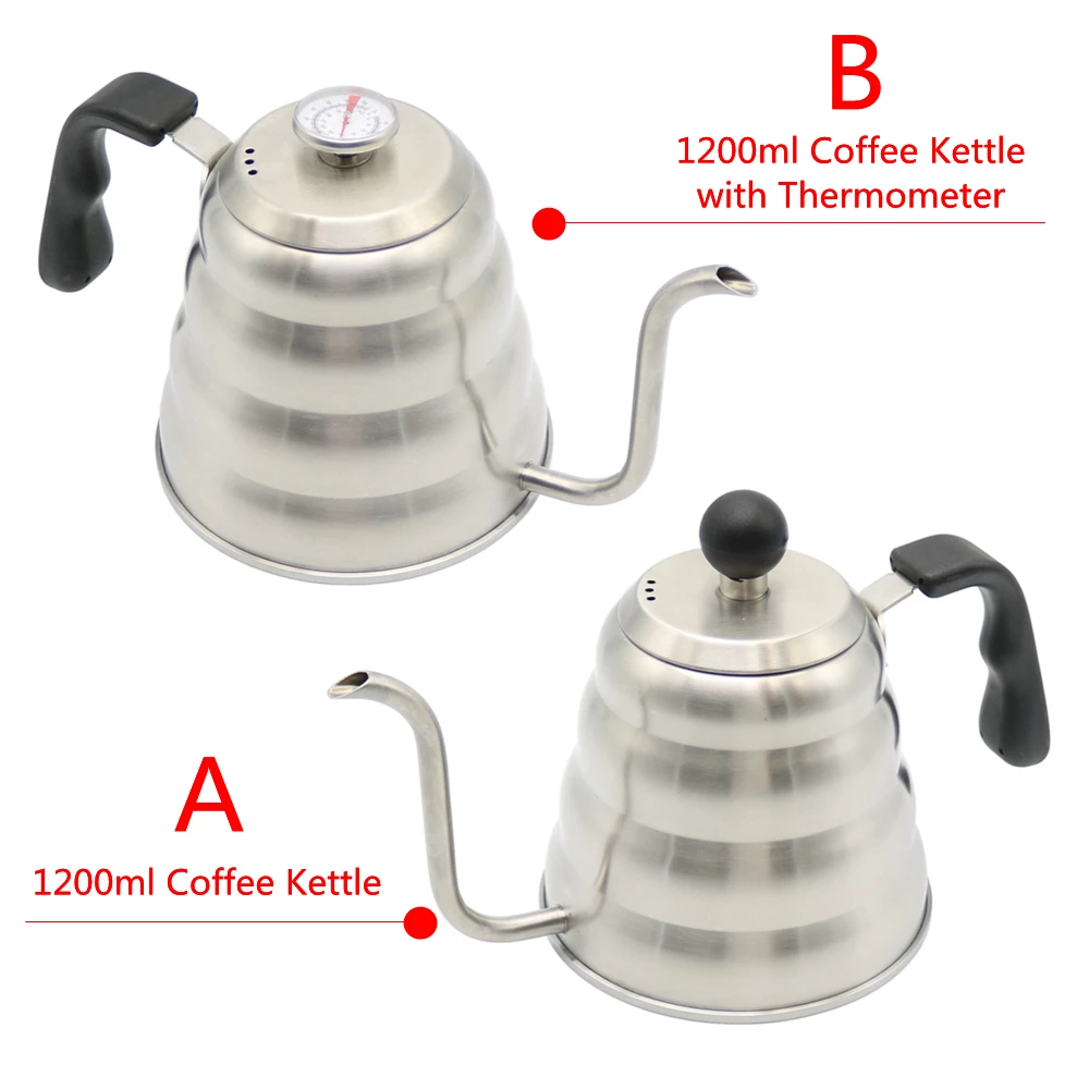 New 1200ML Pour Over Coffee Tea Pot Kettle with Thermometer Drip | Дом и сад