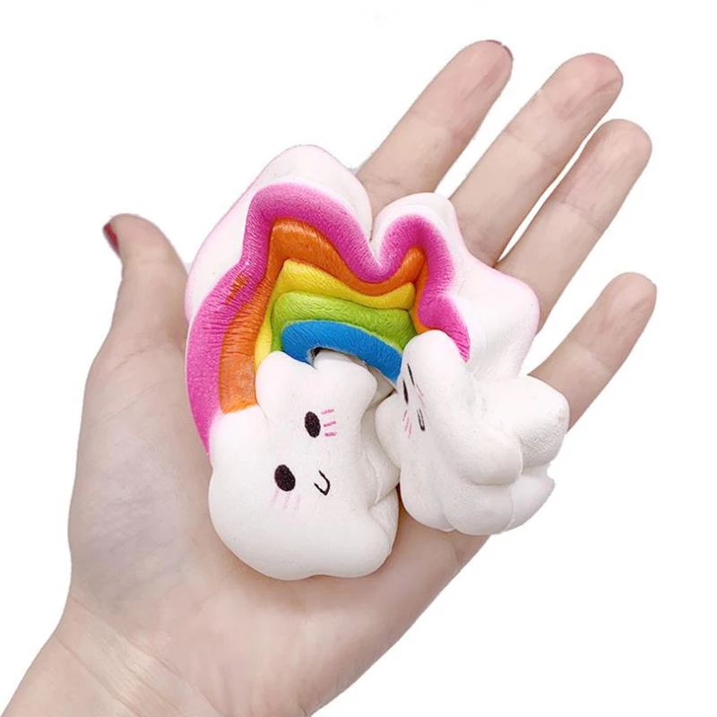 Jumbo Smiley Rainbow Squishy медленно поднимающийся имитационный хлеб, мягкая ароматическая игрушка для снятия стресса, веселая коллекция для детей, Рождественская игрушка