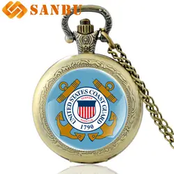 2018 Новые поступления береговой охраны Соединенных Штатов Бронзовый кварцевые карманные часы