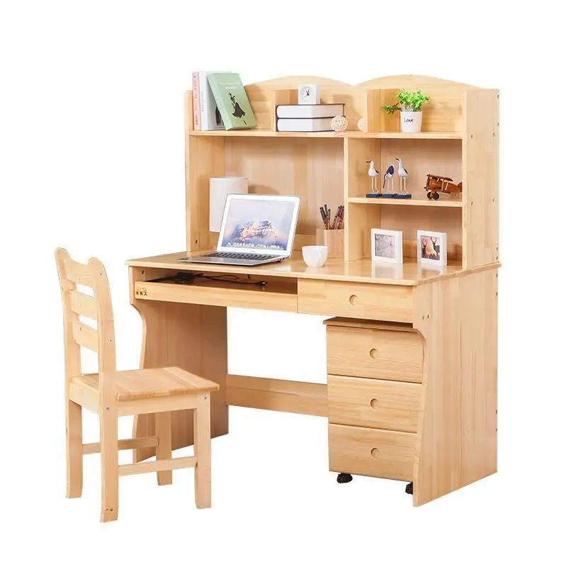 

Portable Tisch Pliante Office Furniture Bed Mesa Portatil Retro Wooden Computer Bedside Tablo Desk Table With Bookshelf