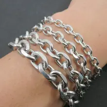 Настраивает Серебряный тон нержавеющей стали O браслет цепи, мужской женский браслет, ювелирные изделия аксессуары