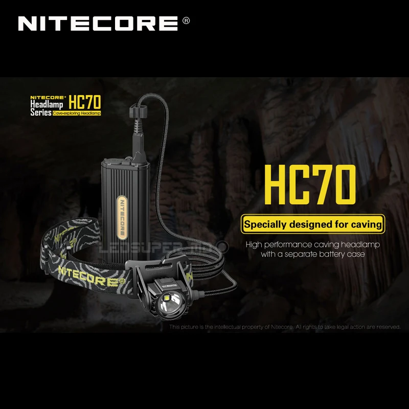 

1 pc best price Nitecore HC70 CREE XM-L2 U2 LED 1000 lumens high performance rechargeable cave-explore beacon for caving+ 2 unit