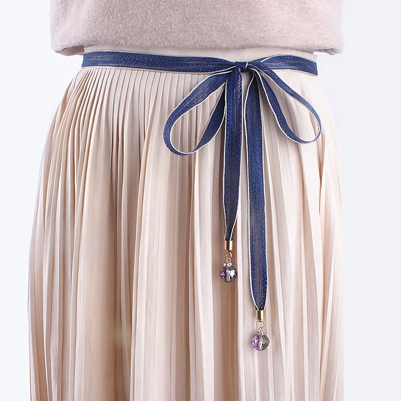Новые модные женские тонкие кружевные пояс-цепочка лента веревка с бантом для платьев Пояс Ремни Черные