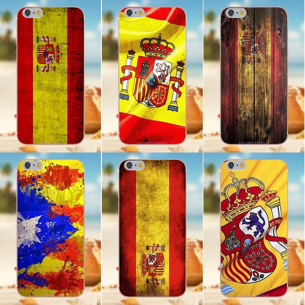 Oedmeb мягкий чехол Fundas Испанский флаг для iPhone 4S 5S 5C SE 6 S 7 8 Plus X Galaxy Note 5 S9 + большое ядро