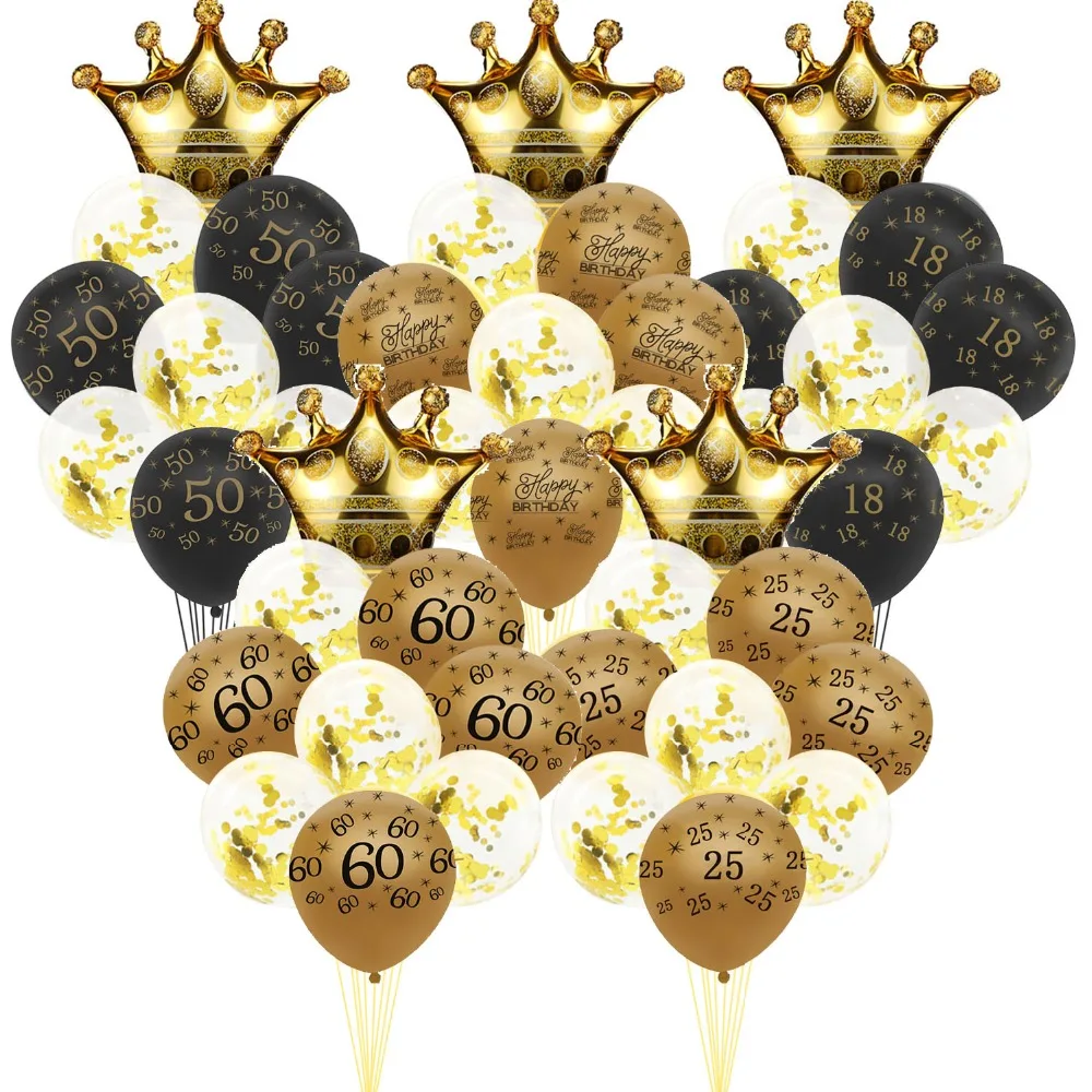 Ballons En Latex Or Noir 30 40 50 60 Ans Decorations Cadeaux Joyeux Anniversaire Ballons A Air A Helium Pour Adultes 18 25 Fournitures De Fete Aliexpress
