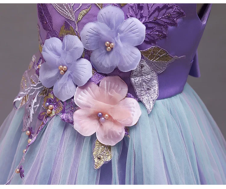 Коллекция года, нарядное платье с цветочным узором для девочек, детское платье подружки невесты для свадебной вечеринки, детское платье принцессы новое летнее розовое платье для детей возрастом от 10 до 12 лет