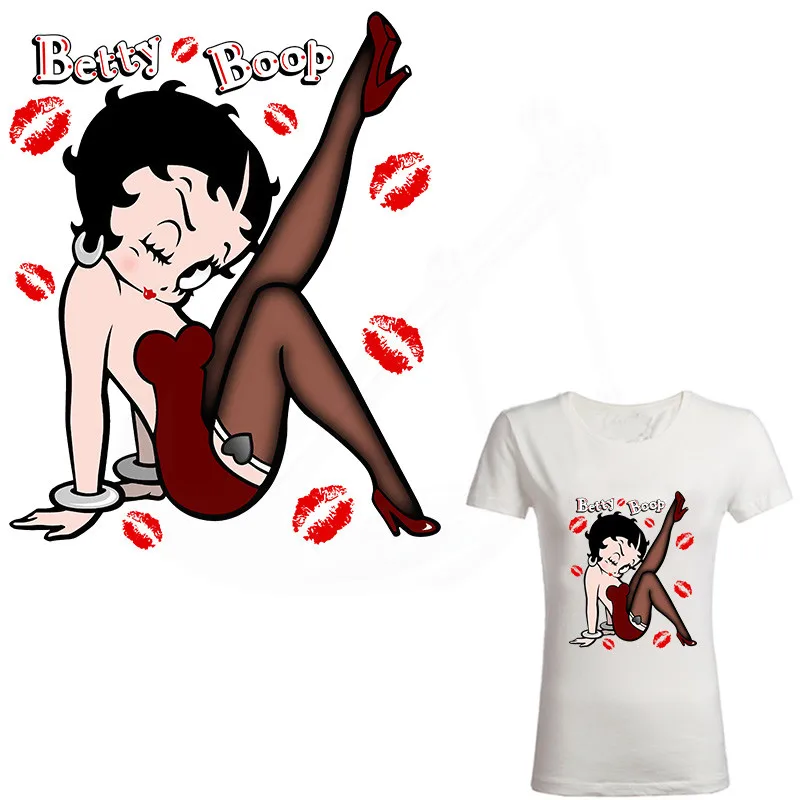 Новинка, BETTY BOOP, нашивки с железом для одежды, сделай сам, Детская футболка для девочек, одежда, нашивки, термопереводная наклейка