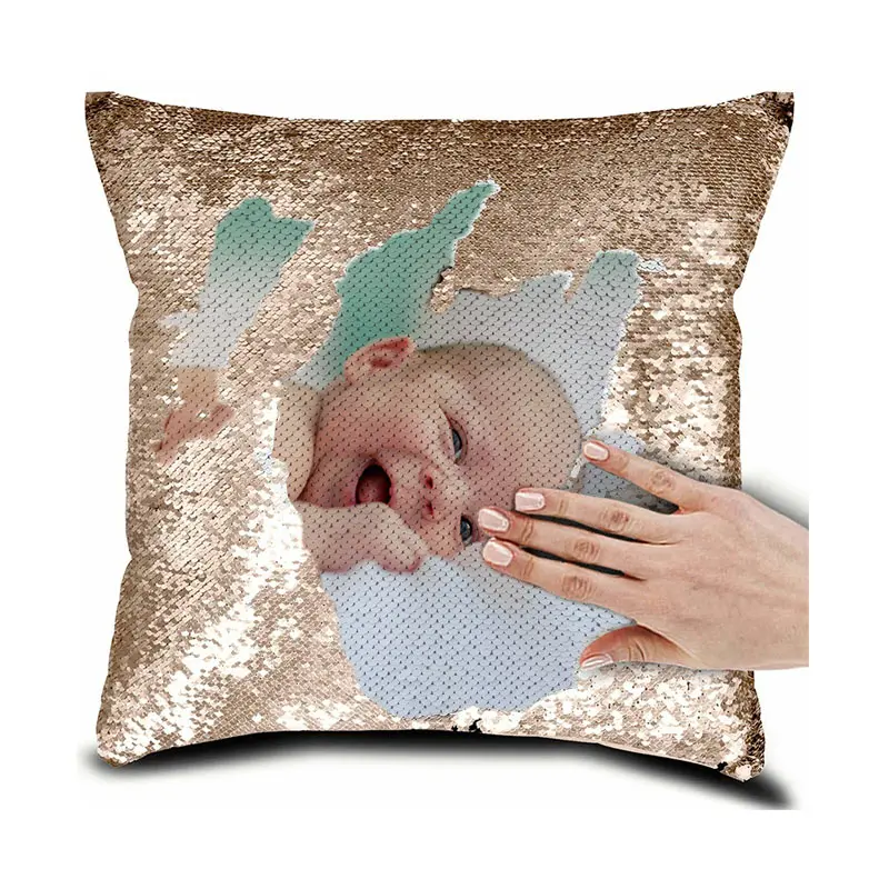 

Customize Picture Magical Mermaid Sequins Cushion Cover Reversible Color Changing Pillow Case Pillow Cover for Seat Car 8 Colors