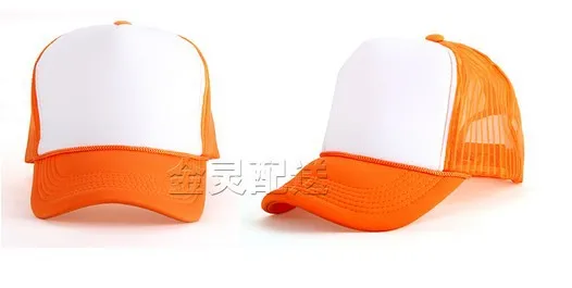 orange and white trucker hat