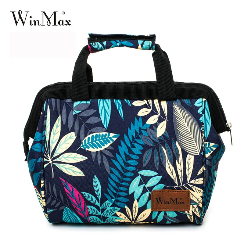 leaves Winmax брендовая утолщенная сумка для обеда, сумка-холодильник, коробка для обеда, изолированная Термосумка для еды, фруктов, свежего льда, сумки для хранения для мужчин, женщин и детей - Цвет: leaves