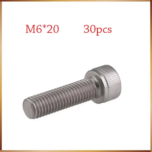 Винты M6 болт m6 30 шт./лот Метрическая резьба DIN912 M6x20 мм * 20 304 болты с шестигранной