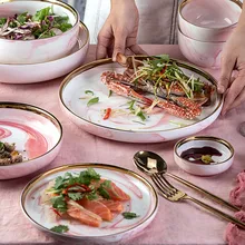 Pink Marble Ceramic Tableware Set