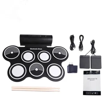 

Electronic Drum Pad Set Digital Roll-up Drums Kit Foldable Silicone USB MIDI Roll-up Drums Foot Pedal Percussion Instruments