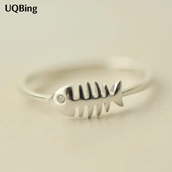 

Fres Shipping 925 Sterling Silver Fish Bones Rings For Women Jewelry