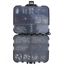 257 шт. комплект рыболовных принадлежностей, включая рыболовное кольцо, крючок для ловли тунца, защелки, поворотный Соединитель с коробкой для рыболовных снастей