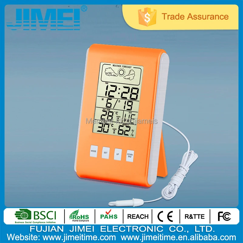 High Quality LCD Display Digital Clock With Outdoor Temperaturedisplay