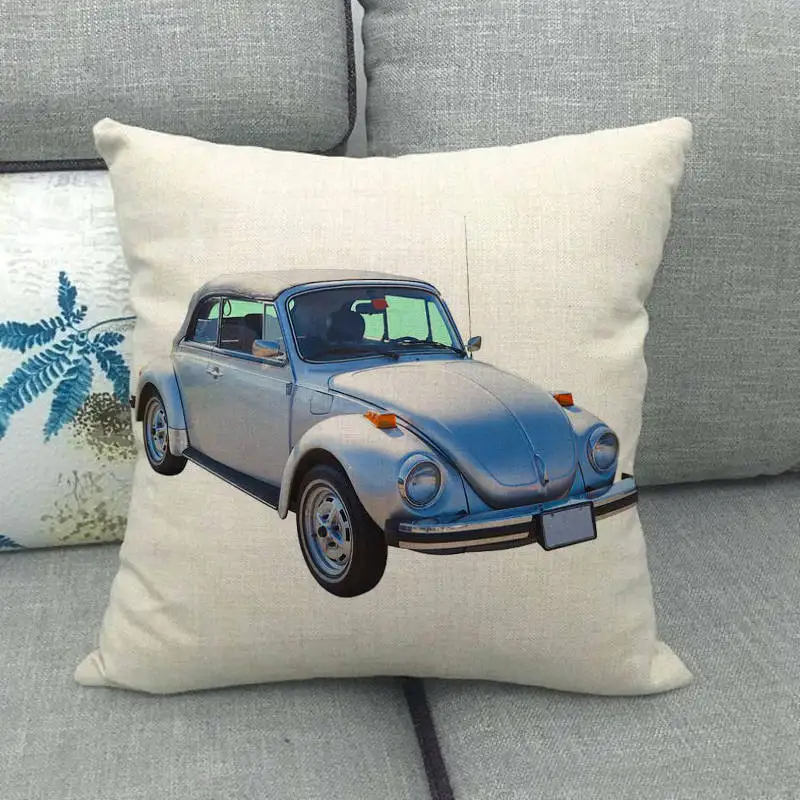 45cm*45cm watercolor retro bus and car linen/cotton throw pillow covers couch cushion cover home decor pillow - Цвет: 5