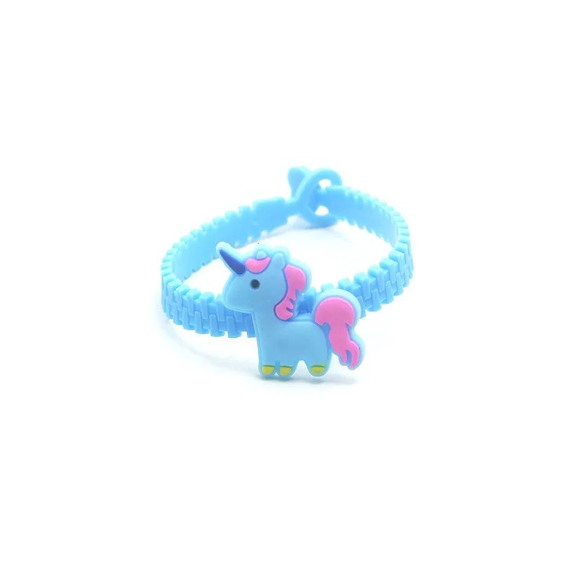 10 шт Фламинго Единорог вечерние Русалка резиновый браслет на запястье День рождения украшения детские подарки детский душ подарки на праздник - Цвет: unicorn blue