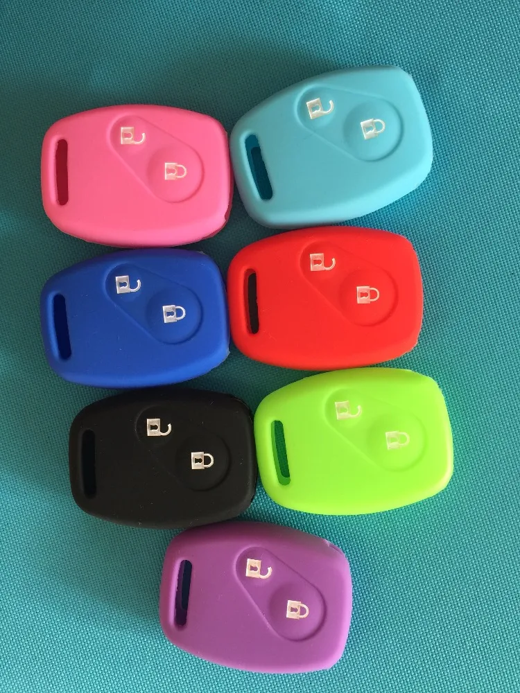 Key Case Key Case Cover Car Key Shell Remote Control Case Cover New Colorful 2 Buttons Silicone Skin Case Cover FOB For Honda CIVIC JAZZ Pilot Accord CR-V Car Styling Remote Key Shell Parts