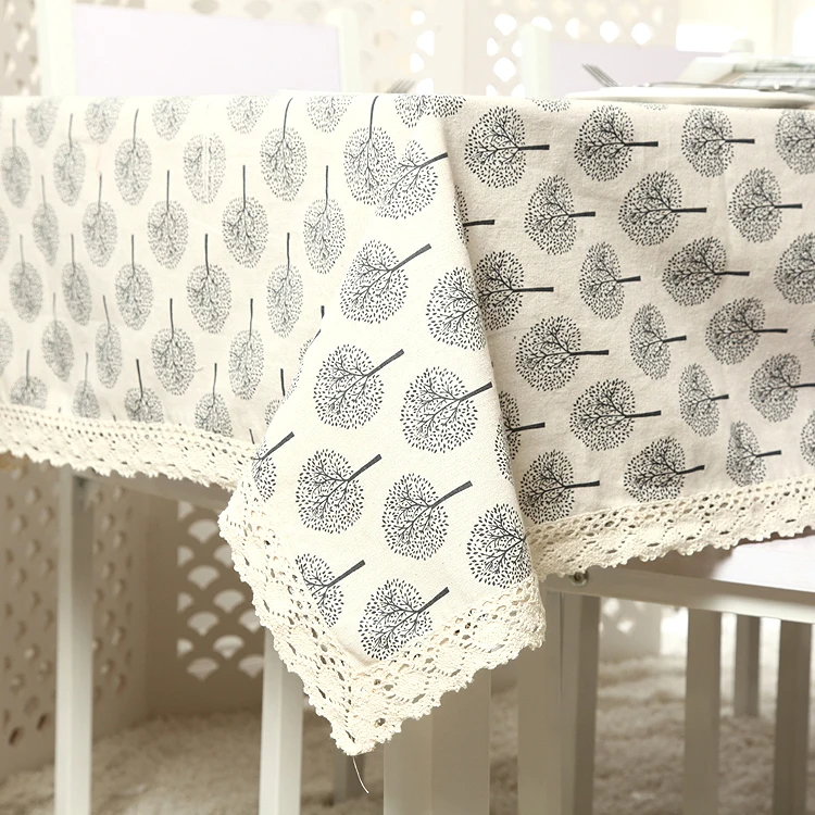 

Restoring Ancient Ways The Tree Saplings Linen Tablecloth for Dining Room Lace Tea Table Cloth Contracted Cotton and Linen Cloth