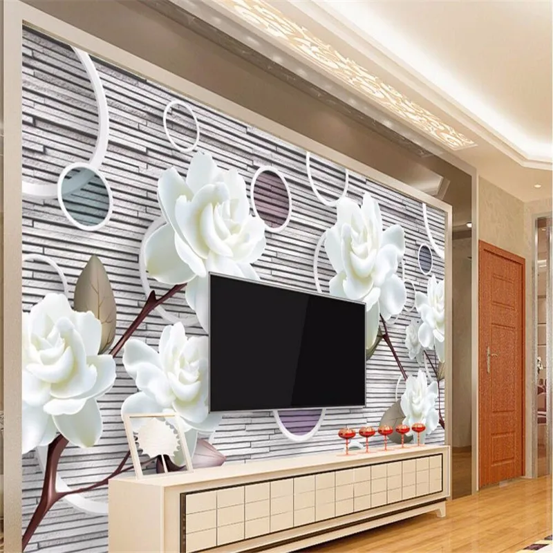 Custom-photo-wall-paper-Modern-painting-European-style-white-flower-art-simple-living-room-sofa-background (1)