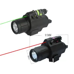 Охота Кемпинг 9908 Красный Зеленый пистолет освещения обору фонарик Тактический insight красной лазерной CREE Q5 светодиодный фонарик для