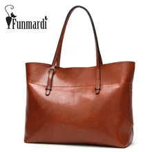FUNMARDI Роскошные Масляные Восковые Кожаные Сумки Женская Сумка Известного бренда из PU Кожи Кожаная сумка простого дизайна Новая Модная Сумка-тоут WLHB1583