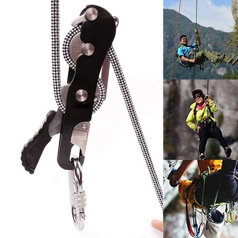 

Max. 150 Kg Load Rappelling Climbing Stop Descender Self-Braking Rope 10-12mm Strong Mountaineering Durable Climbing Accessories