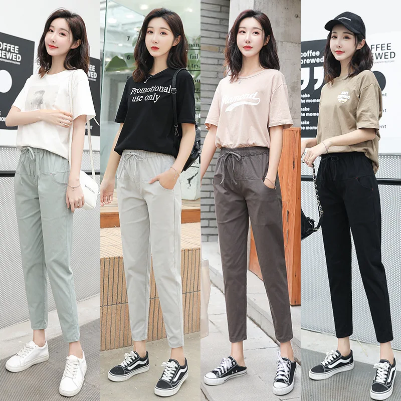 

Cotton Linen Pants For Women Trousers Loose Casual Solid Color Women Harem Pants Plus Size Ankle-length Pants Women's Summer