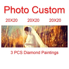 3 шт. Алмазная картина фото на заказ 5D DIY Полная квадратная картина из страз Алмазная мозаика мозаичный декор, набор в подарок