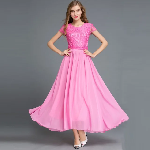 lange roze jurk
