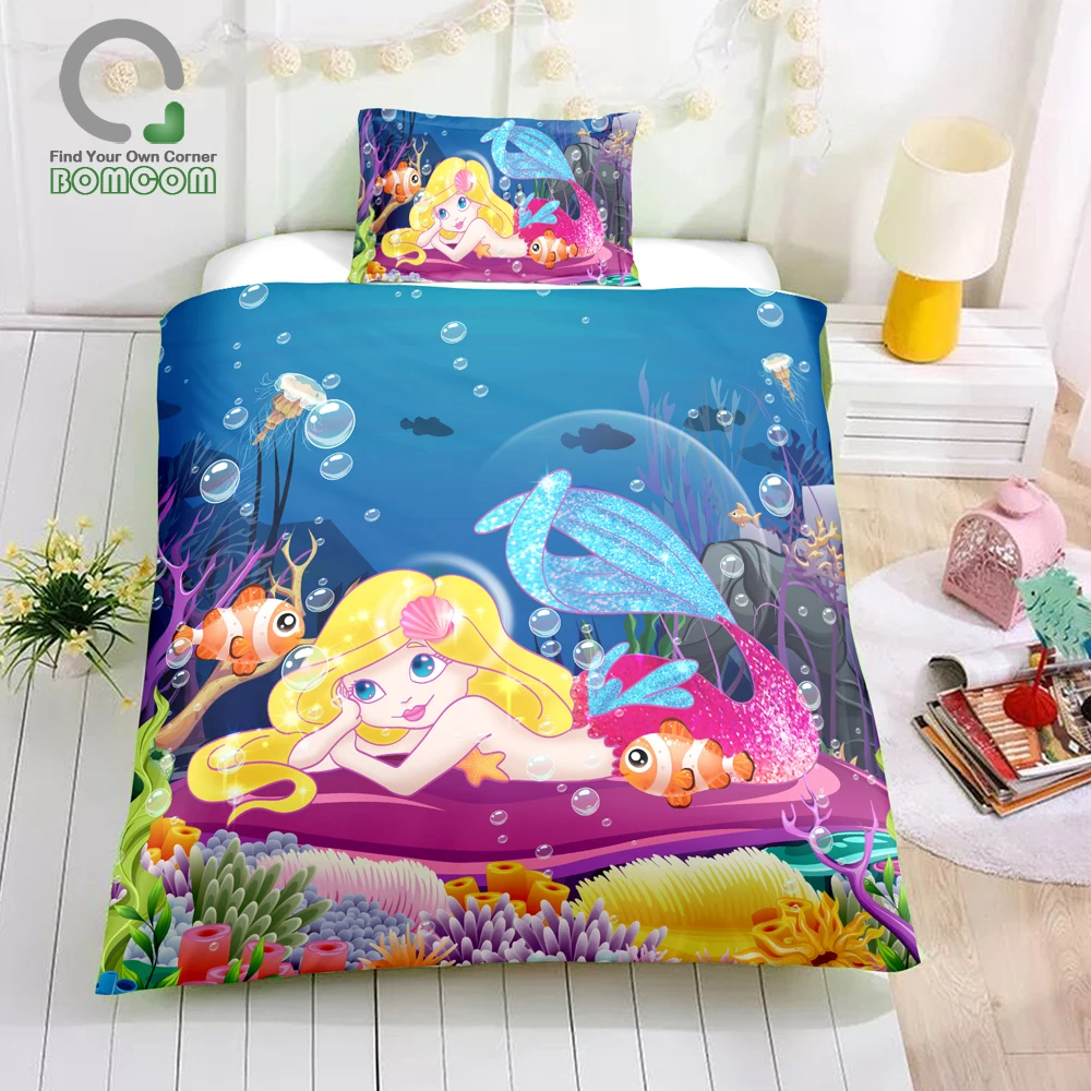 Bomcom Mermaid Duvet Cover Set Gifts For Teens Mermaid Lovers