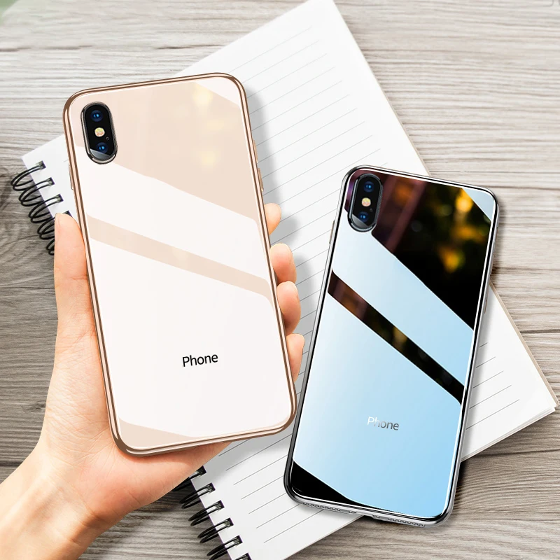 Tempered Glass Cover Case for iPhone XS MAX XR Luxury Official Back Logo Case for iPhone 7 Plus 8 6s 10 Shockproof Mirror Coque Tempered Glass Cover Case for iPhone XS MAX XR Luxury Official Back Logo Case for iPhone 7 Plus 8 6s 10 Shockproof Mirror Coque