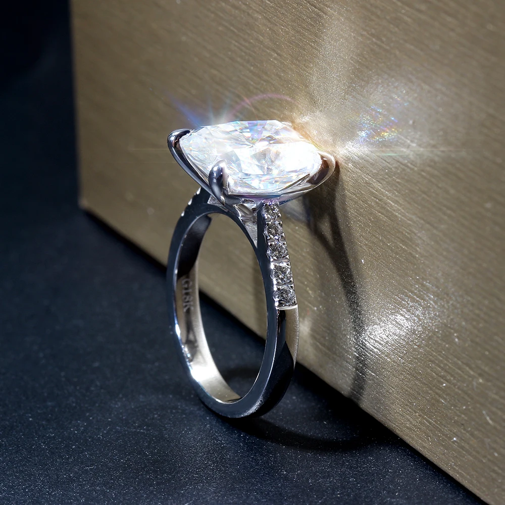 Женское кольцо для помолвки transcgems с большим камнем 14K 585 белое золото 5ct карат