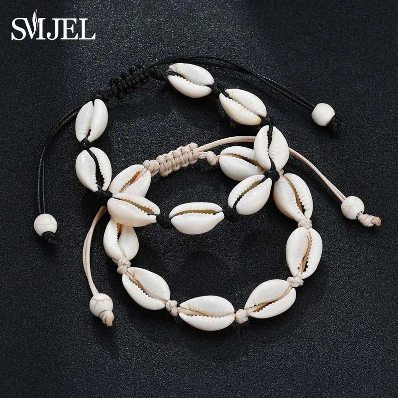 

SMJEL Natural Shells Bracelet For Women Hawaiian Handmade Rope Chain Sea Shell Bracelets Bangles Beach Jewelry moda mujer 2019