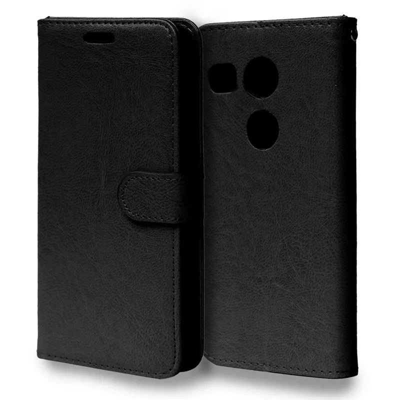 Для LG Google Nexus 5x чехол Назад Ретро Crazy Horse кожаный чехол Аксессуары кошелек Подставка флип-Обложка capinha телефонные сумки - Цвет: Черный