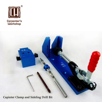 

Woodworking Tool Pocket Hole Jig Woodwork Guide Repair Carpenter Kit System With Toggle Clamp and Step Drilling Bit(Kreg Type)