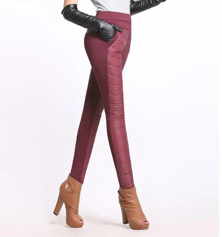 

Female Autumn Winter Plus Size Plus Velvet Thicken Leggings Down Pants Woman Oversized Warm Pencil Down Trousers Lady Warm Pant