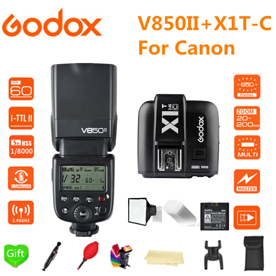 Godox V850II GN60 2 4G Беспроводная система X Speedlite литий ионная аккумуляторная вспышка