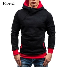 Vertvie Новинка Осень Толстовка косой молнией однотонные скейтборд спортивные мужские толстовки мужской толстовка с капюшоном Hombre Толстовка