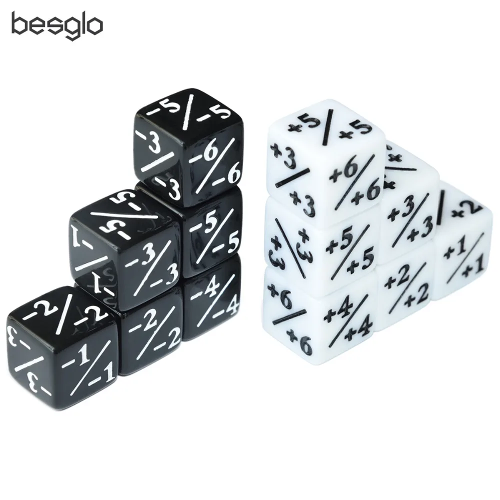 

12pcs Positive/Negative Dice Counters for Magic The Gathering (6pcs white 6pcs black)