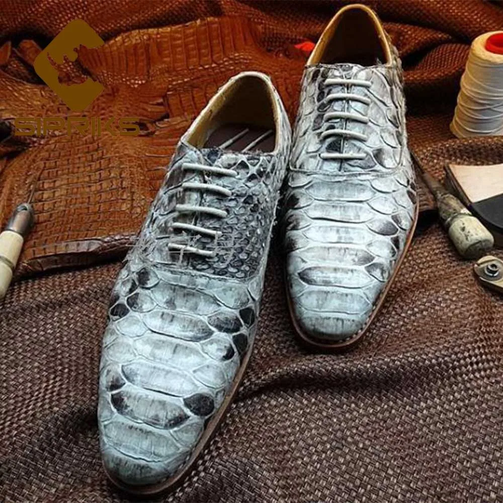 Sipriks/импортные Туфли-оксфорды из змеиной кожи в тайском стиле; итальянская прошитая обувь; оригинальная официальная обувь из кожи питона;