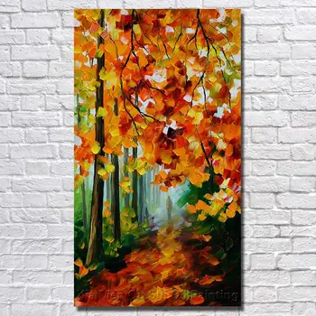 

Free Shipping 100% Hand-made Modern High Quality Yellow Tree Wall Decor Oil Painting on Canvas Abstract for Living Room Art