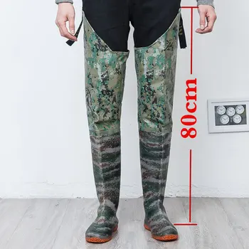 

High-Jump Camouflage Tactical Fishing Waders Boots 80cm Height Waterproof 0.55mm PVC Soft Boots Seamless Boots Wader for Fishing