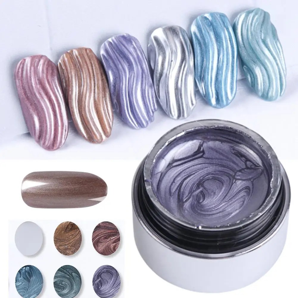 

6ml Metallic Mirror Nail Polish Wire Drawing Paintings Gel Lacquer UV LED Varnish
