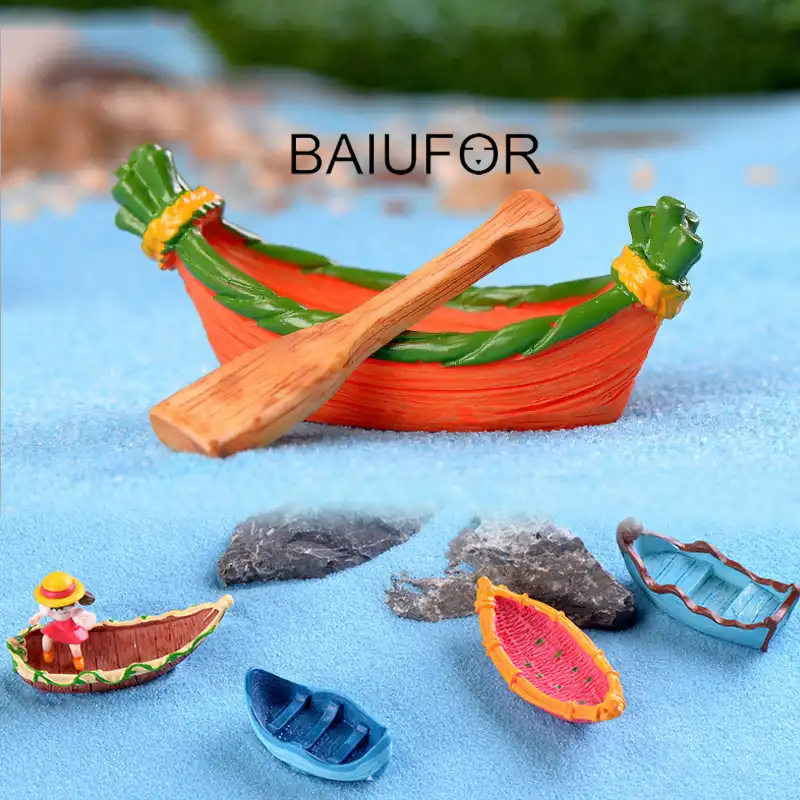 BAIUFOR Cores Doces Barco Fantástico Navio Decoração Do Jardim de Fadas Suculentas Terrário Miniaturas Figura Bolo Acessórios Material DIY