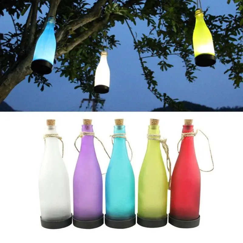 

5pcs Wine Bottle Shape String Lamp Rechargeable Solar Power Colorful LED Light Outdoor Garden Party Christmas Tree Decoration