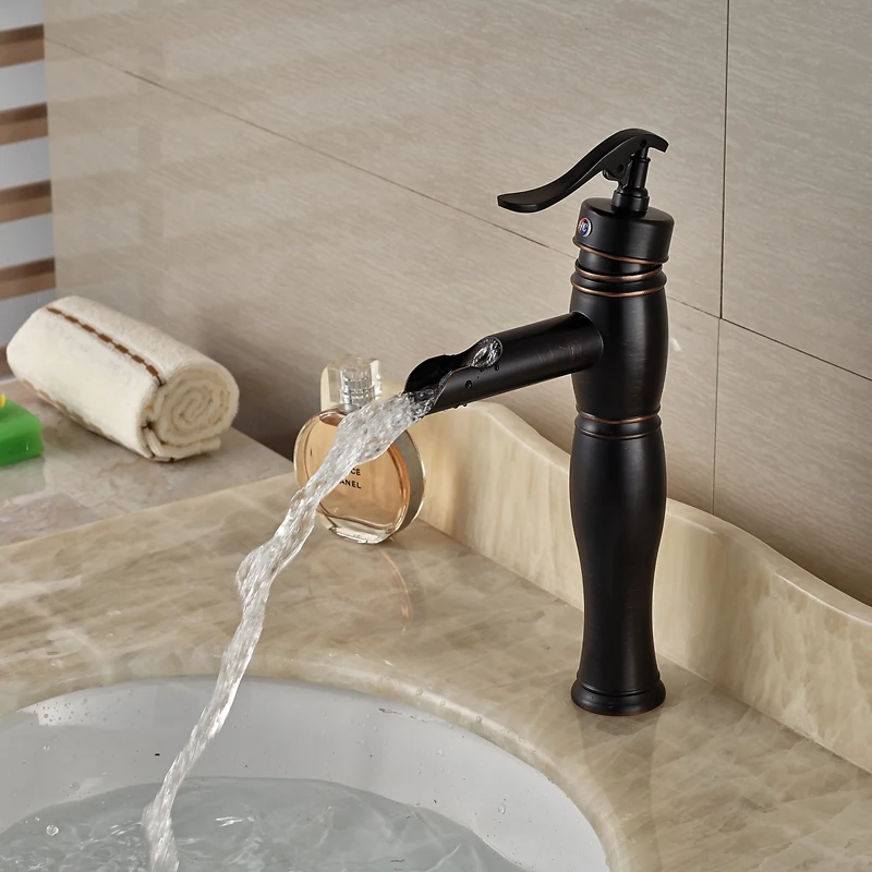 Oil Rubbed Bronze Single Handle Washroom Basin Mix...