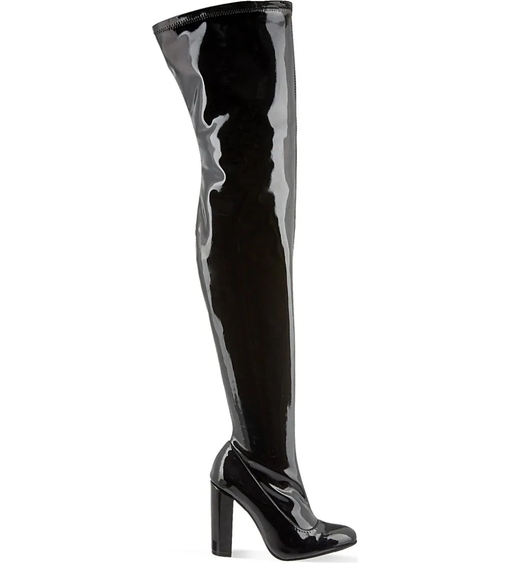 round toe knee high heel boots